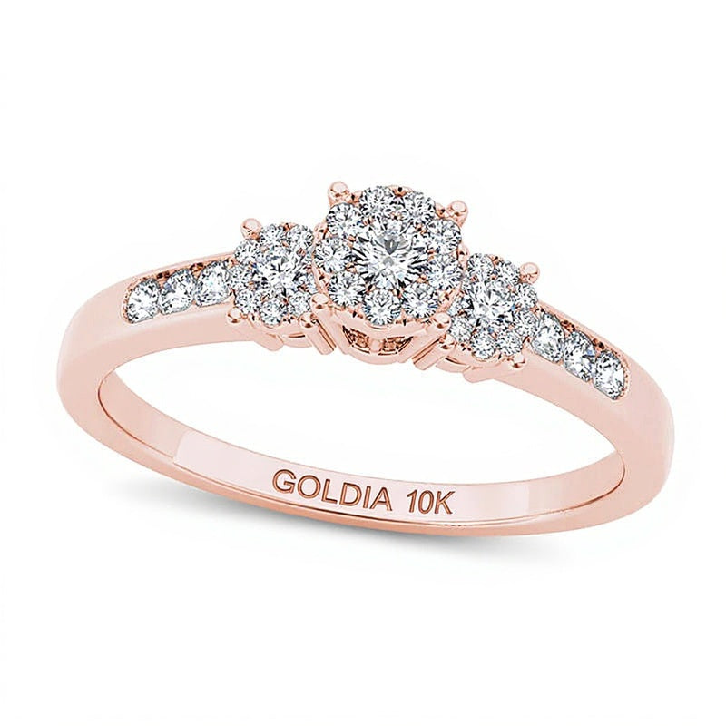 0.33 ct. Gesamtgewicht Komposit-Diamant Dreistein-Verlobungsring in 10K Roségold