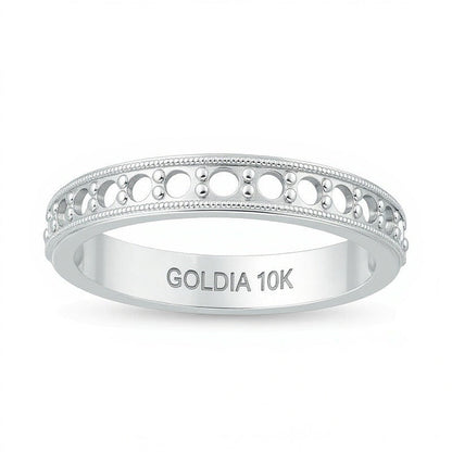 0.38 ct. Gesamtgewicht Diamant Ehering im Vintage-Stil in 10K Weißgold