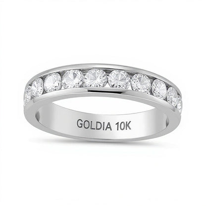 1.25 ct. Gesamtgewicht Diamant Ring kanalgefasst mit elf Steinen in 10K Weißgold (I/I2)