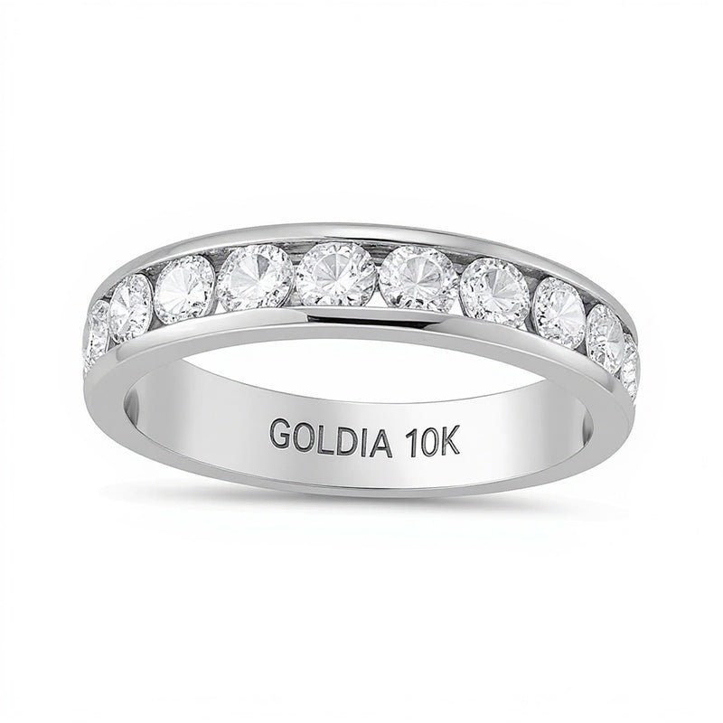 1.25 ct. Gesamtgewicht Diamant Ring kanalgefasst mit elf Steinen in 10K Weißgold (I/I2)