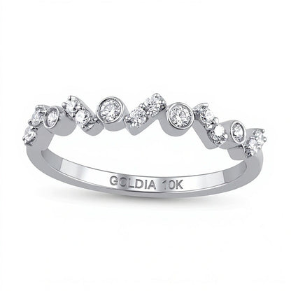 0,2 ct. Gesamtgewicht Diamant Zickzack-Duo-Ring mit Zargenfassung in 10K Weißgold