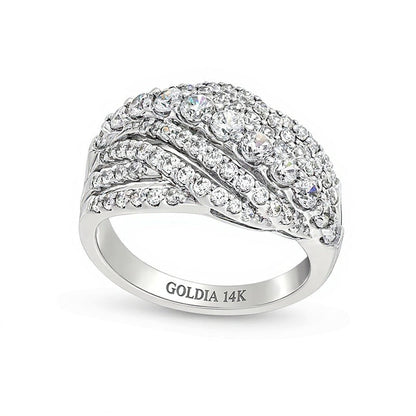 1.5 ct. Gesamtgewicht Labordiamant Fashion Ring in 14K Weißgold (F/SI2)