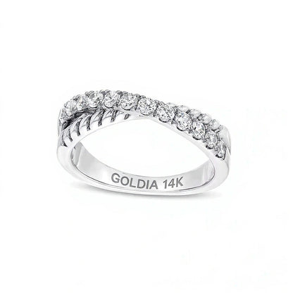 0,5 ct. Gesamtgewicht Labordiamant Rope Criss-Cross Ring in 14K Weißgold (F/SI2)