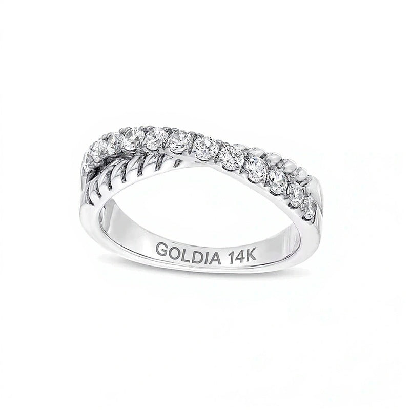 0,5 ct. Gesamtgewicht Labordiamant Rope Criss-Cross Ring in 14K Weißgold (F/SI2)