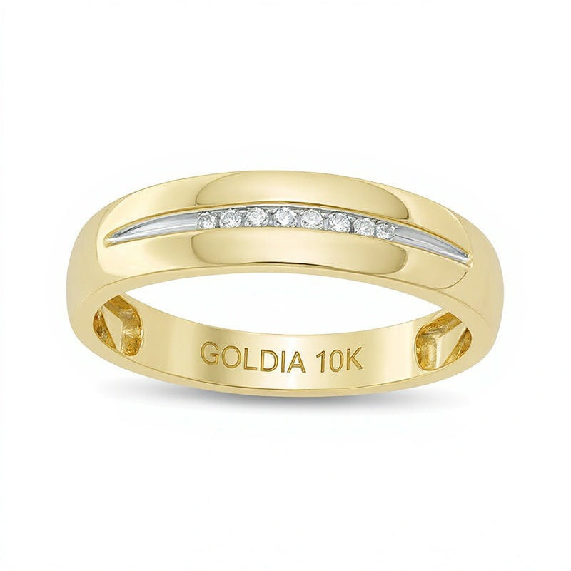 0.05 ct. Gesamtgewicht Diamant Ehering in 10K Gelbgold für Damen