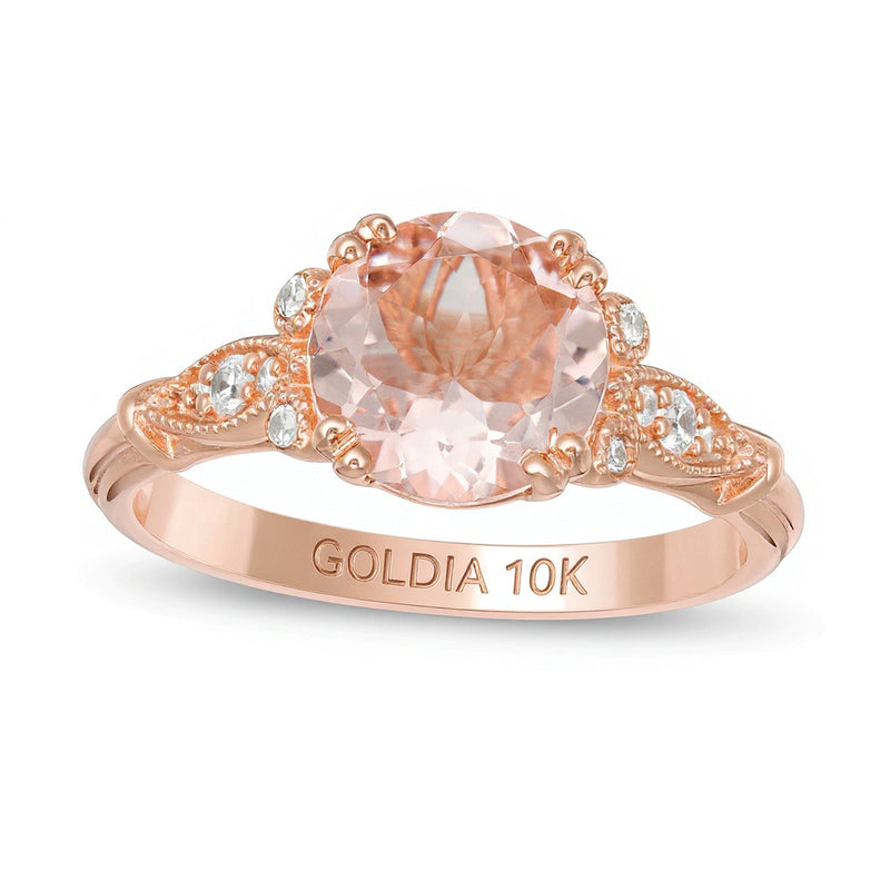 8,0 mm Morganit und 0,1 ct. Gesamtgewicht Diamant Ring im Vintage-Stil in 10K Roségold