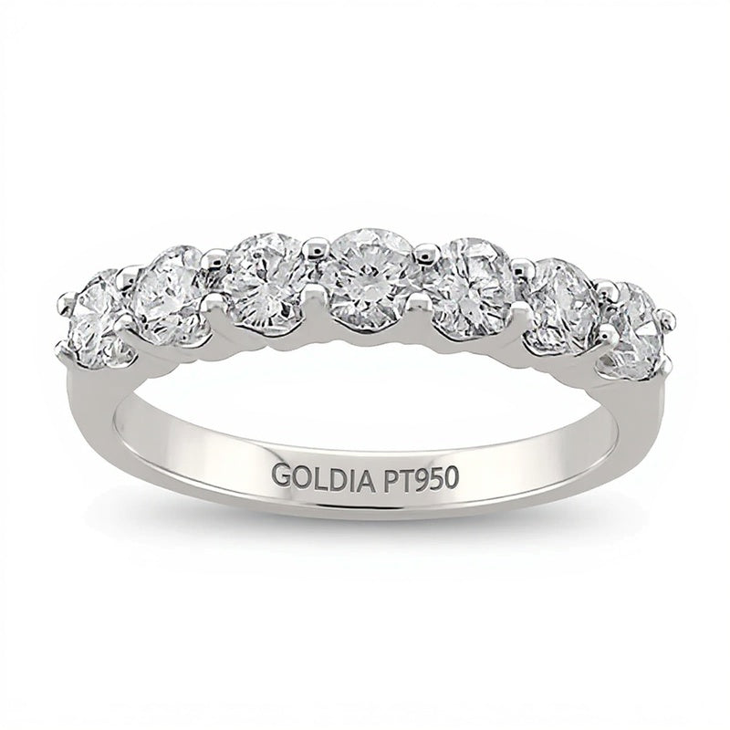 Ring mit Diamanten 1.0 CT. TW im Kanal, sieben Steine, in Platin