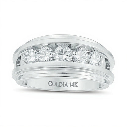 1.5 CT. Gesamtgewicht Diamant Fünfstein-Ehering in 14K Weißgold