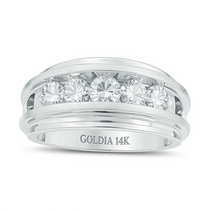 1.5 CT. Gesamtgewicht Diamant Fünfstein-Ehering in 14K Weißgold
