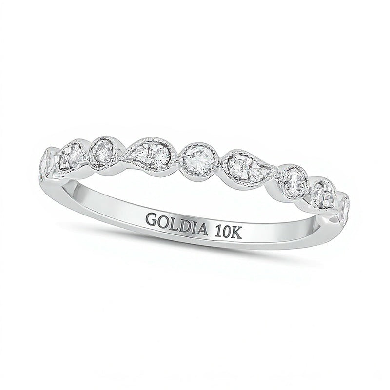 0.2 ct. Gesamtgewicht Diamant Paisley Stapelbarer Ring in 10K Weißgold