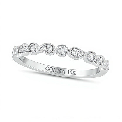 0.2 ct. Gesamtgewicht Diamant Paisley Stapelbarer Ring in 10K Weißgold
