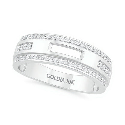 0.38 ct. Gesamtgewicht Diamant-Ehering mit Diamantkante in 10K Weißgold