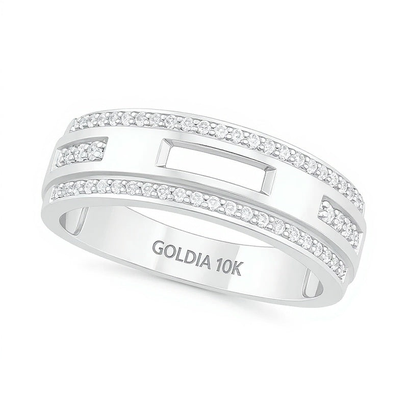 0.38 ct. Gesamtgewicht Diamant-Ehering mit Diamantkante in 10K Weißgold