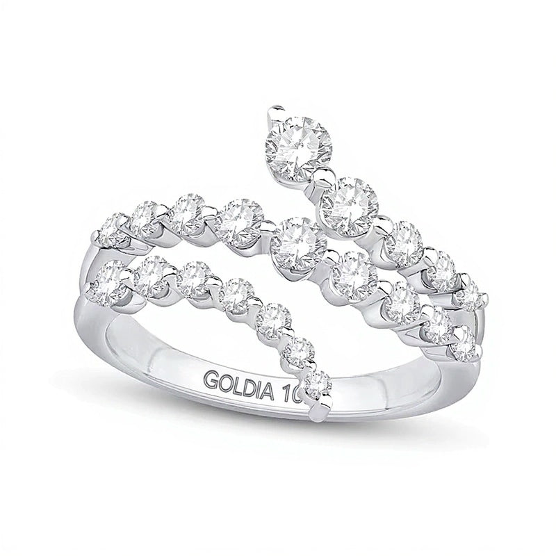 1.0 CT. Gesamtgewicht Labordiamant Bypass-Ring dreireihig in 10K Weißgold (F/VS2)