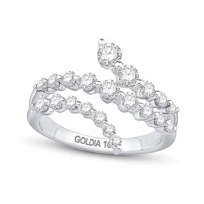 1.0 CT. Gesamtgewicht Labordiamant Bypass-Ring dreireihig in 10K Weißgold (F/VS2)