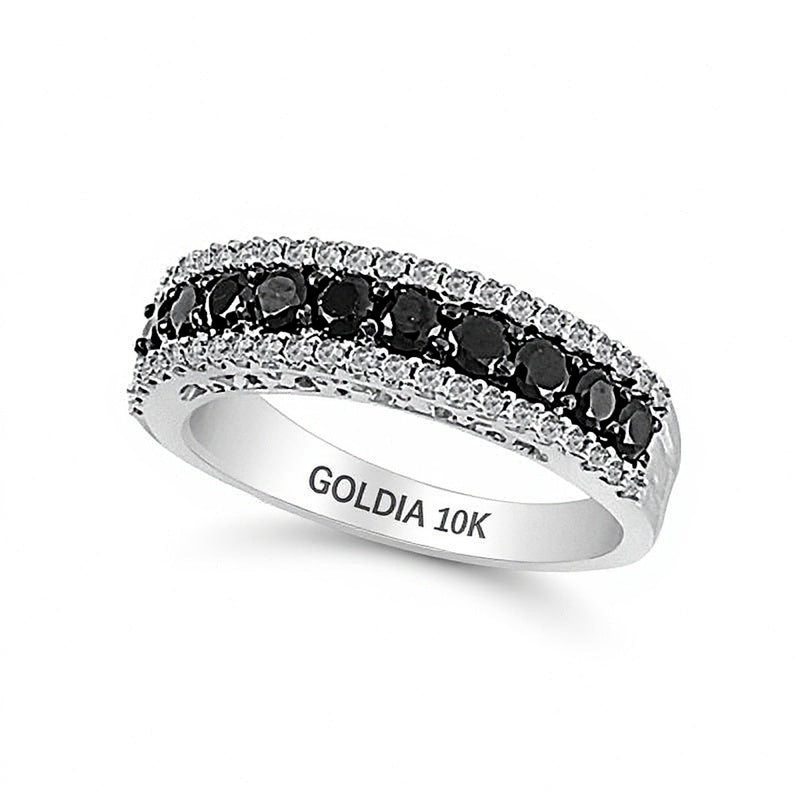Ring mit behandelten schwarzen und weißen Diamanten 1.0 ct. Gesamtgewicht in 10K Weißgold