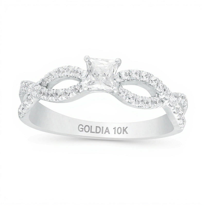 0.5 CT. TW Verlobungsring mit Diamanten im Princess-Schliff und Infinity-Twist-Schiene in 10K Weißgold