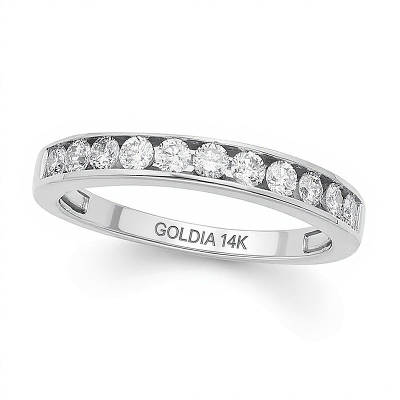 Memoire-Ring mit 0.5 CT. Gesamtgewicht Diamanten in 14K Weißgold (I/I1)