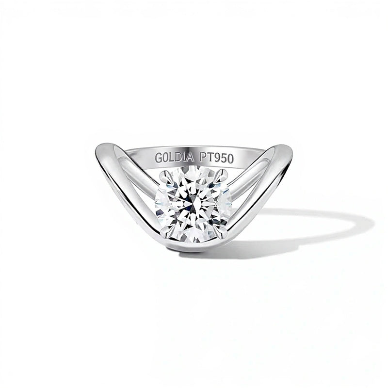 Solitär-Verlobungsring mit Labordiamant, 3.0 ct. Gesamtgewicht, rund, weiß, in Platin (F/VS2)
