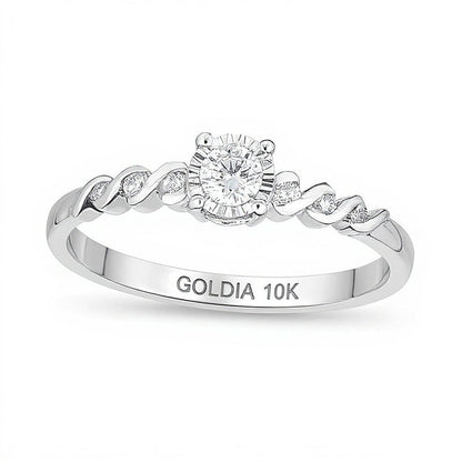 0.17 ct. Gesamtgewicht Diamant Freundschaftsring mit Twist-Design in 10K Weißgold