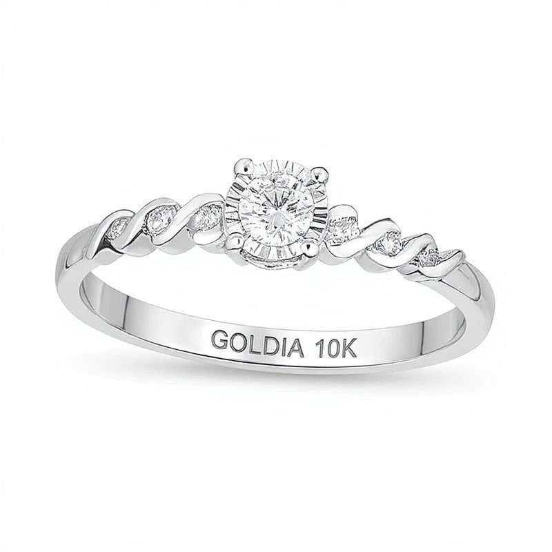 0.17 ct. Gesamtgewicht Diamant Freundschaftsring mit Twist-Design in 10K Weißgold