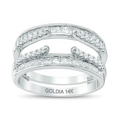 1.0 ct. Gesamtgewicht Diamant Solitär-Enhancer mit Kathedralen-Fassung und Doppelreihe in 14K Weißgold