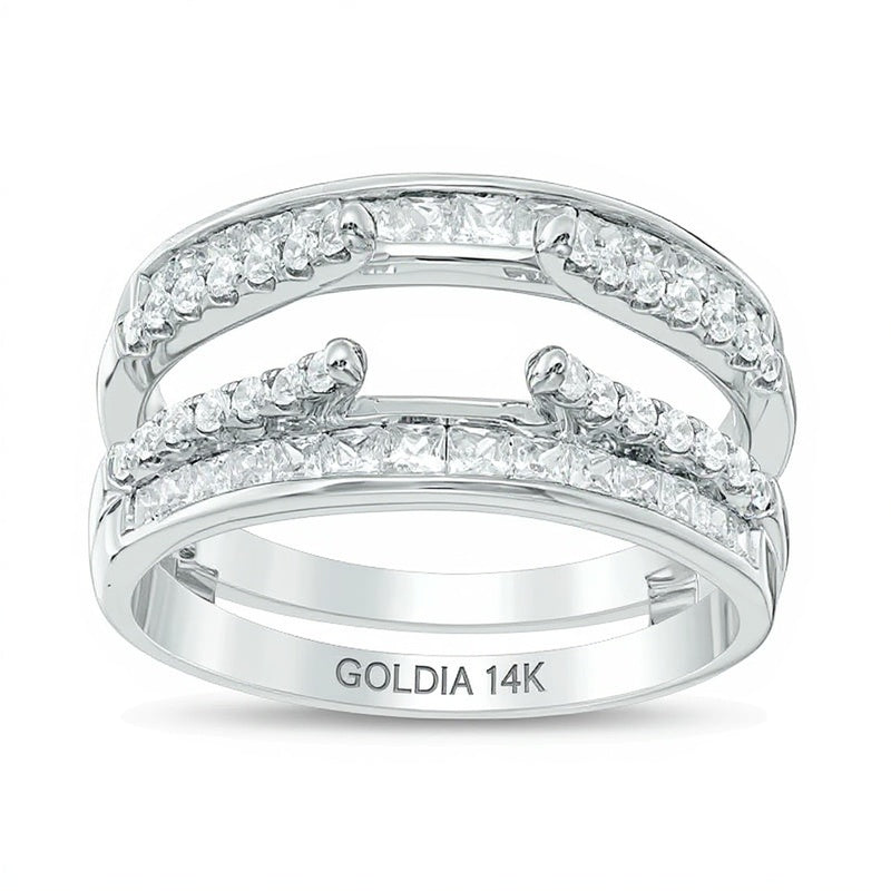 1.0 ct. Gesamtgewicht Diamant Solitär-Enhancer mit Kathedralen-Fassung und Doppelreihe in 14K Weißgold