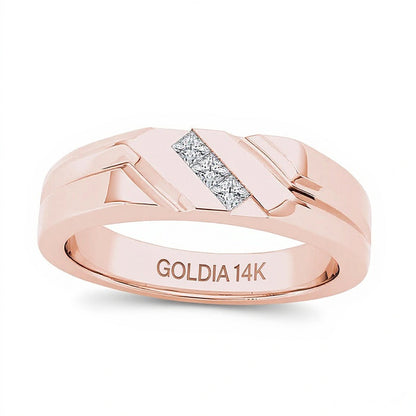 0.13 ct. Gesamtgewicht Dreistein-Ehering mit Diamanten im Princess-Schliff in 14K Roségold