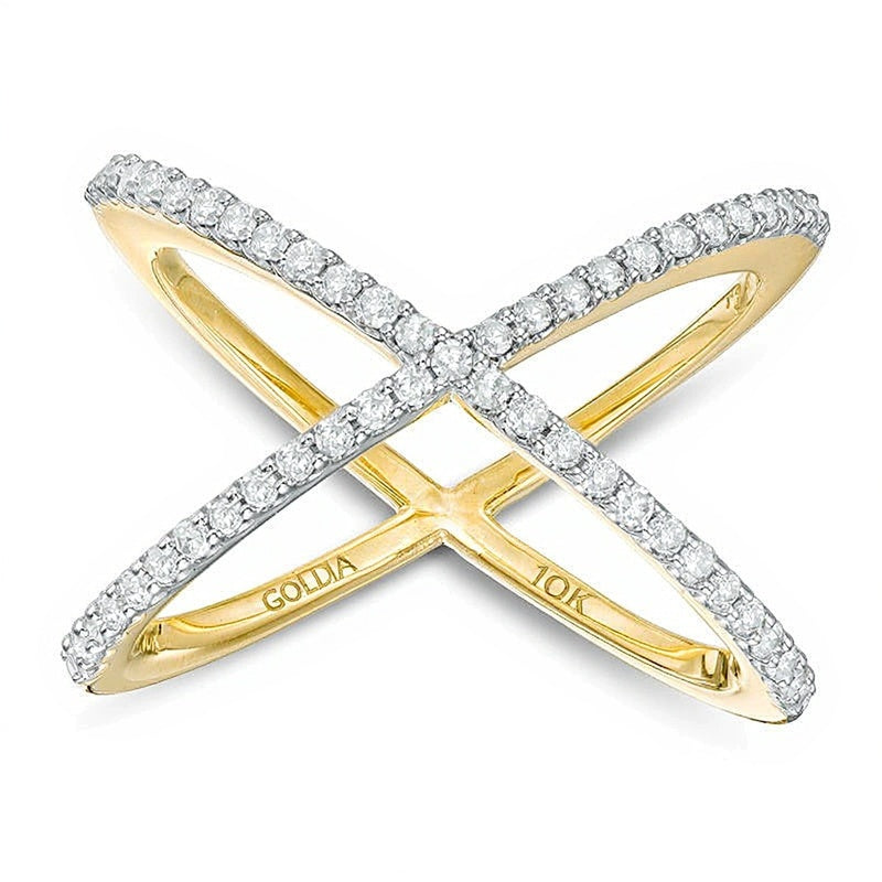 0.33 ct. Gesamtgewicht Diamant Orbit Ring in 10K Gelbgold