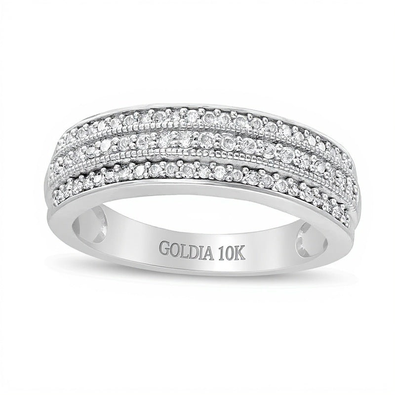 0.33 ct. Gesamtgewicht Diamant Ring mehrreihig im Vintage-Stil in 10K Weißgold