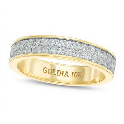 0.5 ct. Gesamtgewicht Diamant Ehering zweireihig in 10K Gelbgold
