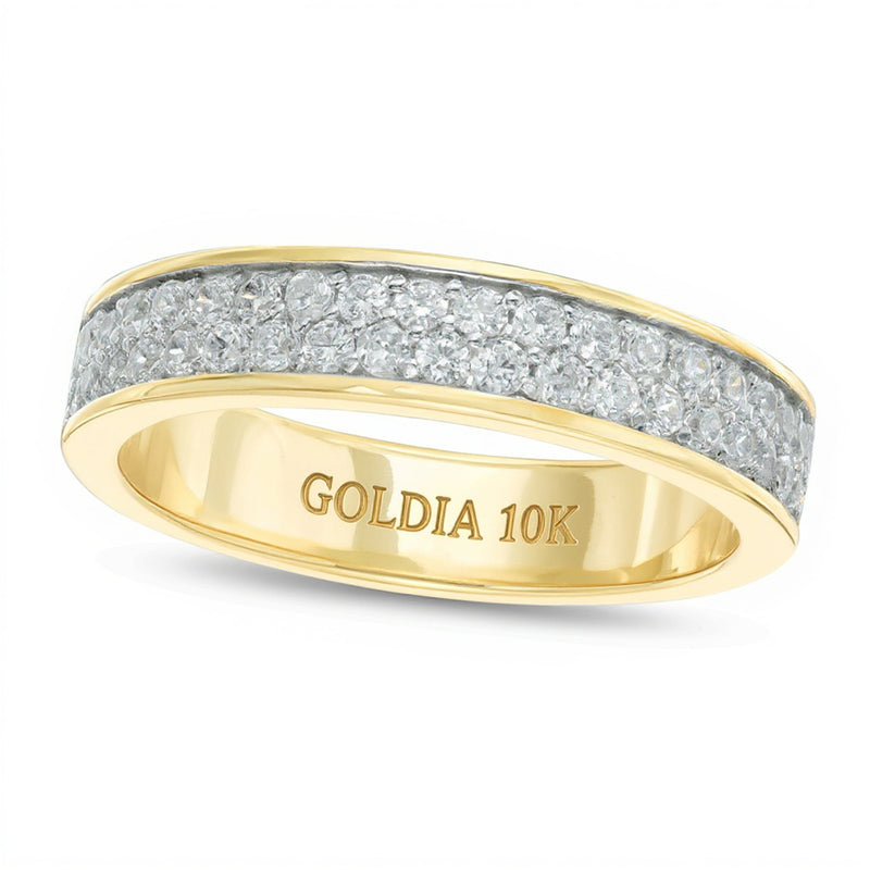 0.5 ct. Gesamtgewicht Diamant Ehering zweireihig in 10K Gelbgold