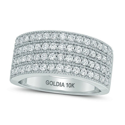 1.0 CT. Gesamtgewicht Diamant Memoire-Ring vierreihig in 10K Weißgold