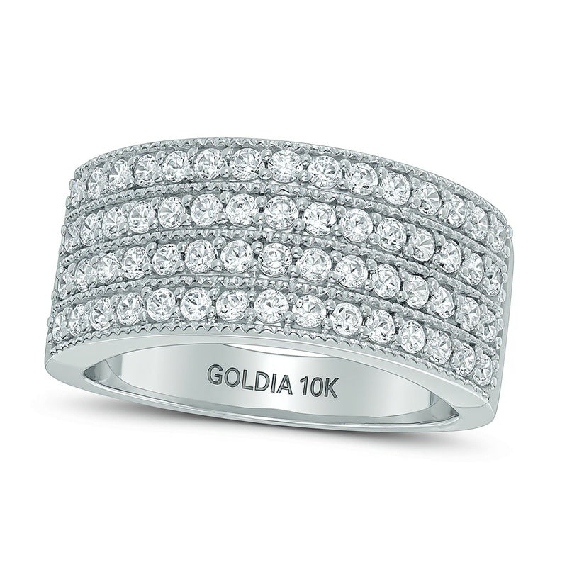 1.0 CT. Gesamtgewicht Diamant Memoire-Ring vierreihig in 10K Weißgold