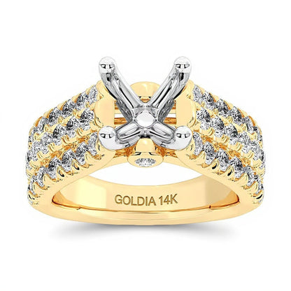 1.5 ct. Gesamtgewicht mehrreihiger Labordiamant-Ring (Fassung) in 14K Gelbgold (F/VS2)