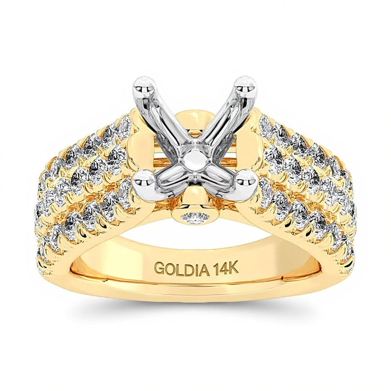 1.5 ct. Gesamtgewicht mehrreihiger Labordiamant-Ring (Fassung) in 14K Gelbgold (F/VS2)