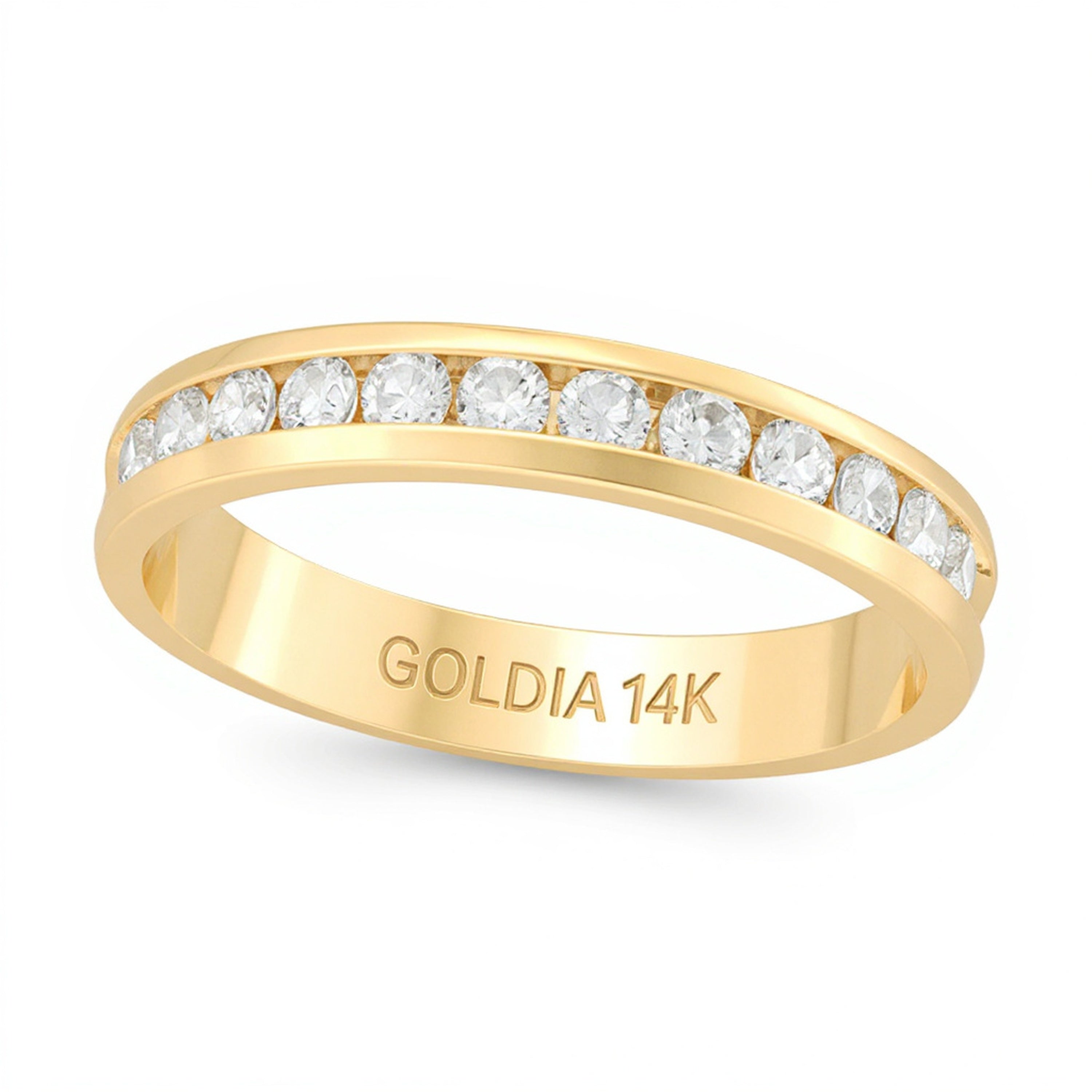0.5 ct. Gesamtgewicht Diamant-Ring kanalgefasst in 14K Gelbgold