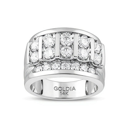 Ehering mit Diamanten 3.0 ct. Gesamtgewicht, rund, in 14K Weißgold