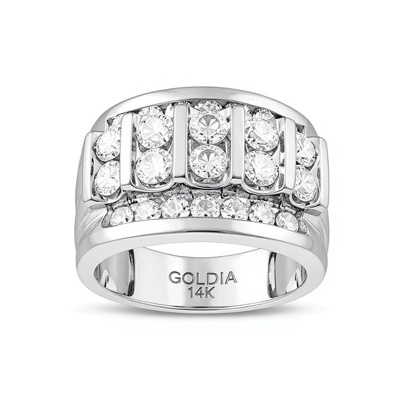 Ehering mit Diamanten 3.0 ct. Gesamtgewicht, rund, in 14K Weißgold
