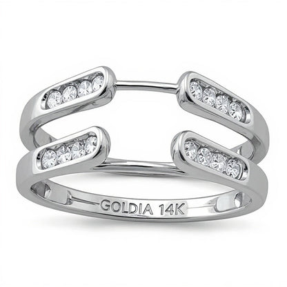 0.25 ct. Gesamtgewicht Diamant Kanal Cathedral Solitär Enhancer Ring in 14K Weißgold