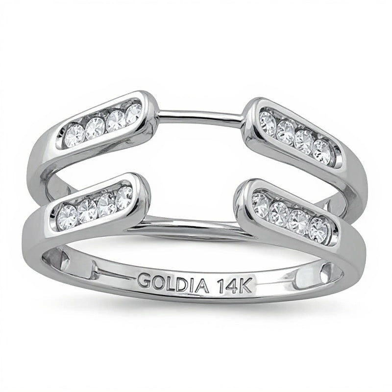 0.25 ct. Gesamtgewicht Diamant Kanal Cathedral Solitär Enhancer Ring in 14K Weißgold