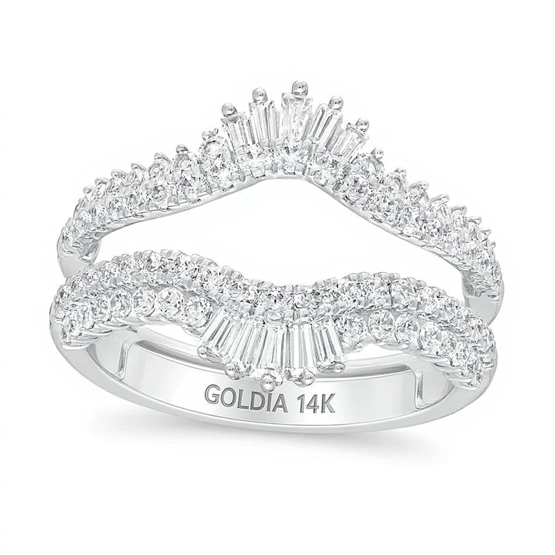 1.0 CT. Gesamtgewicht Diamant-Ring mit doppelreihiger Krone in 14K Weißgold für Damen