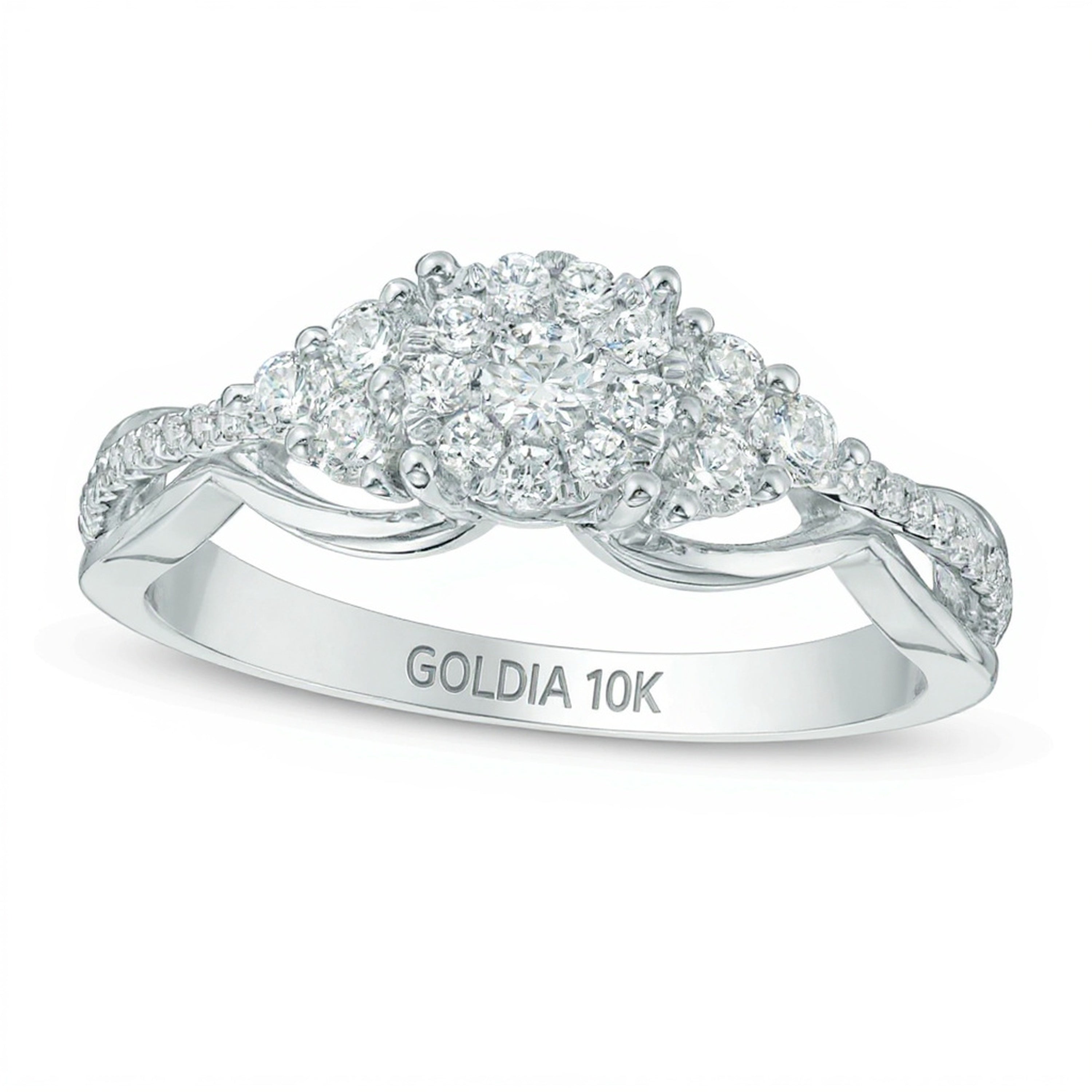 0,5 ct. Gesamtgewicht Multi-Diamant Verlobungsring in 10K Weißgold