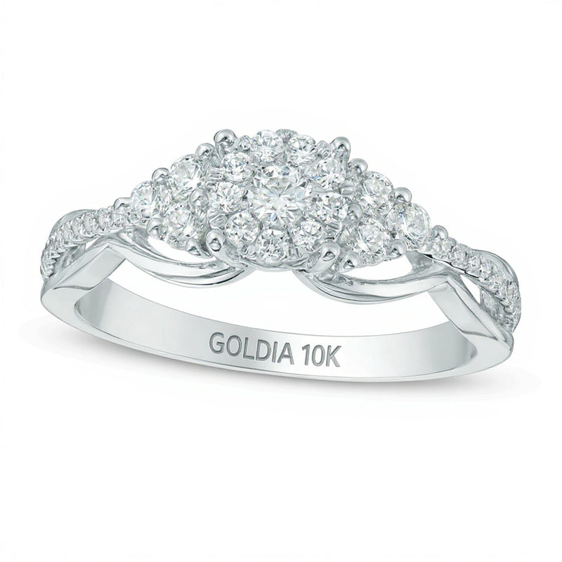 0,5 ct. Gesamtgewicht Multi-Diamant Verlobungsring in 10K Weißgold