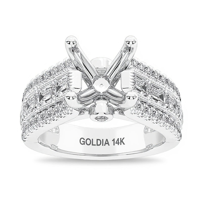 1,75 ct. Gesamtgewicht Fassung mit mehreren Labordiamanten in 14K Weißgold (F/VS2)