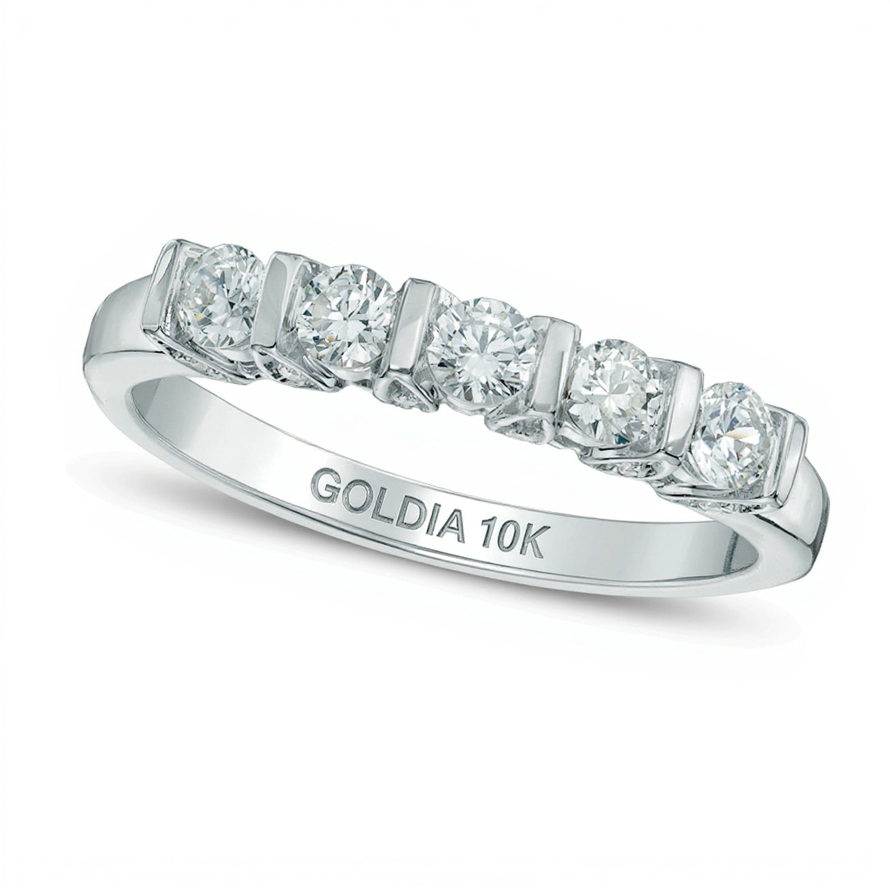 0.5 ct. Gesamtgewicht Diamant Fünfstein-Ring in 10K Weißgold