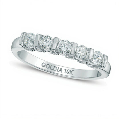 0.5 ct. Gesamtgewicht Diamant Fünfstein-Ring in 10K Weißgold