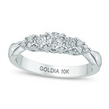 0.2 ct. Gesamtgewicht Diamant Dreistein-Ring in 10K Weißgold
