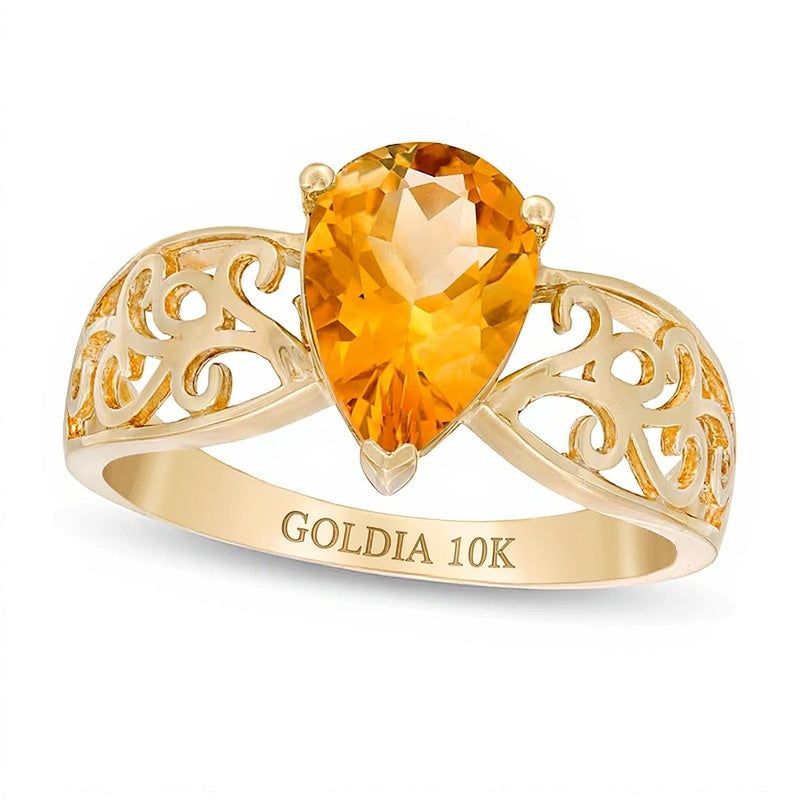 Fashion-Ring mit tropfenförmigem Citrin in 10K Gelbgold