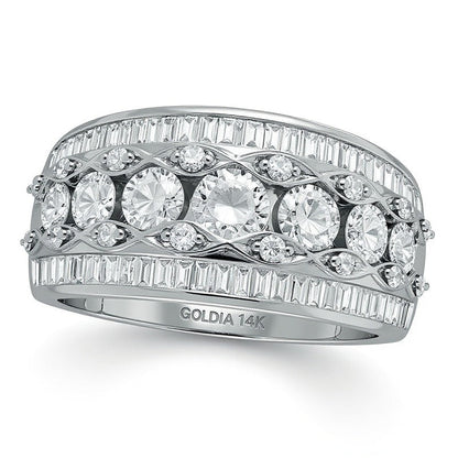 2.0 ct. Gesamtgewicht Memoire-Ring mit runden Diamanten und Baguette-Diamanten in 14K Weißgold